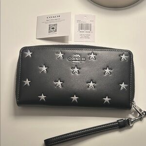 Coach Black Wallet with Silver Star Embellishments